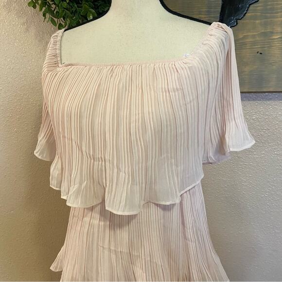 Lulu's Pink Off-Shoulder Tiered Midi Dress - Picture 3 of 7